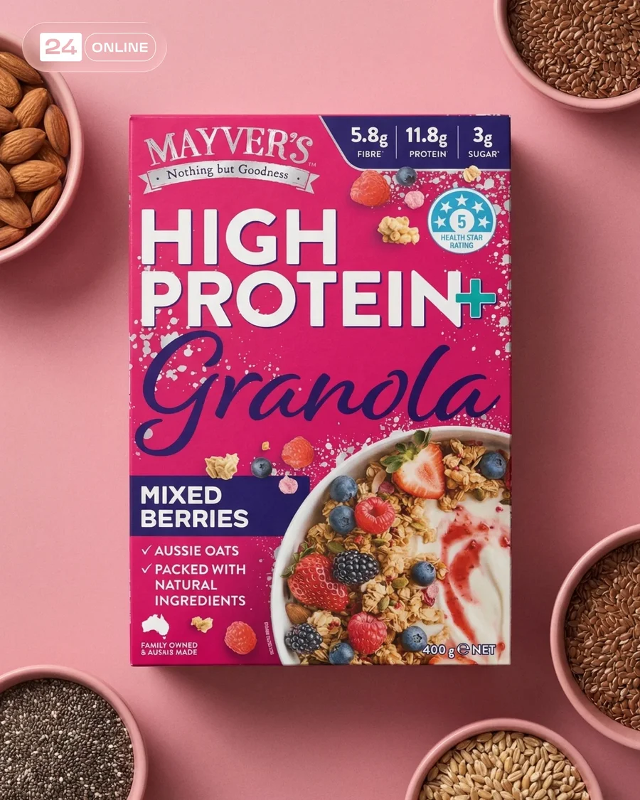 Hyper-realistic packaged food with matching backdrop, fresh ingredients, and… — AI-generated example 4 of 5