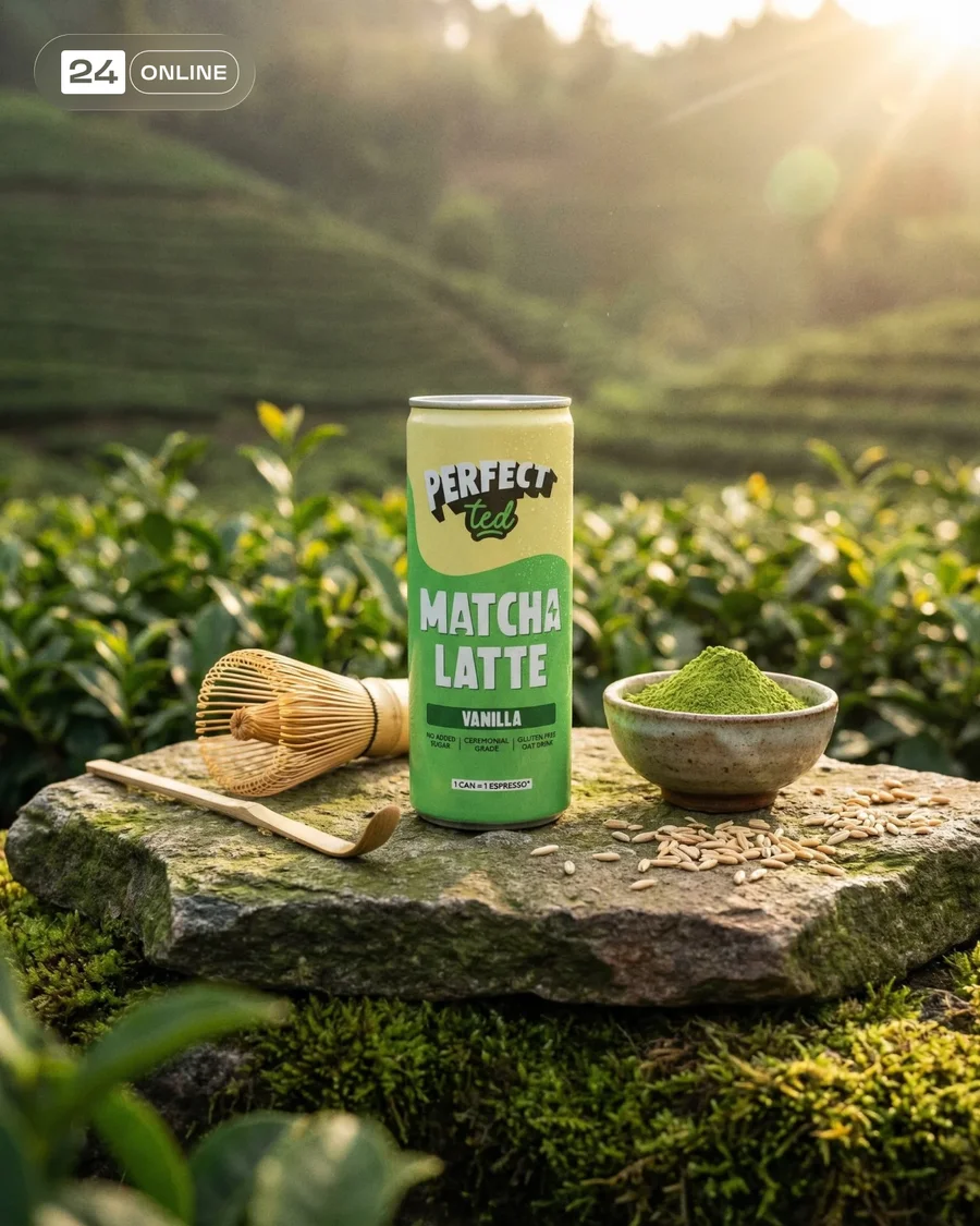 Premium matcha bottle photography with serene wellness styling and moody… — AI-generated example 2 of 5