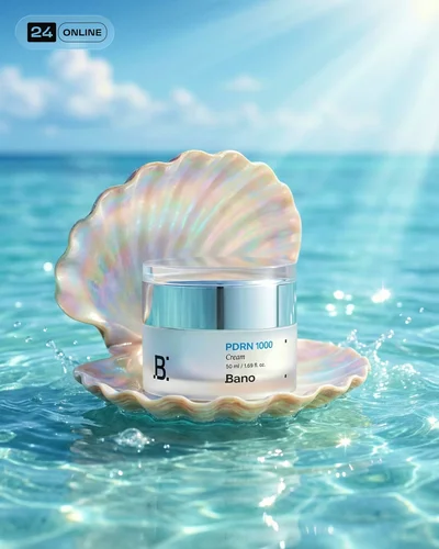 Luxury bottle product photography in dreamy natural landscapes with cinematic floral and aquatic styling.
