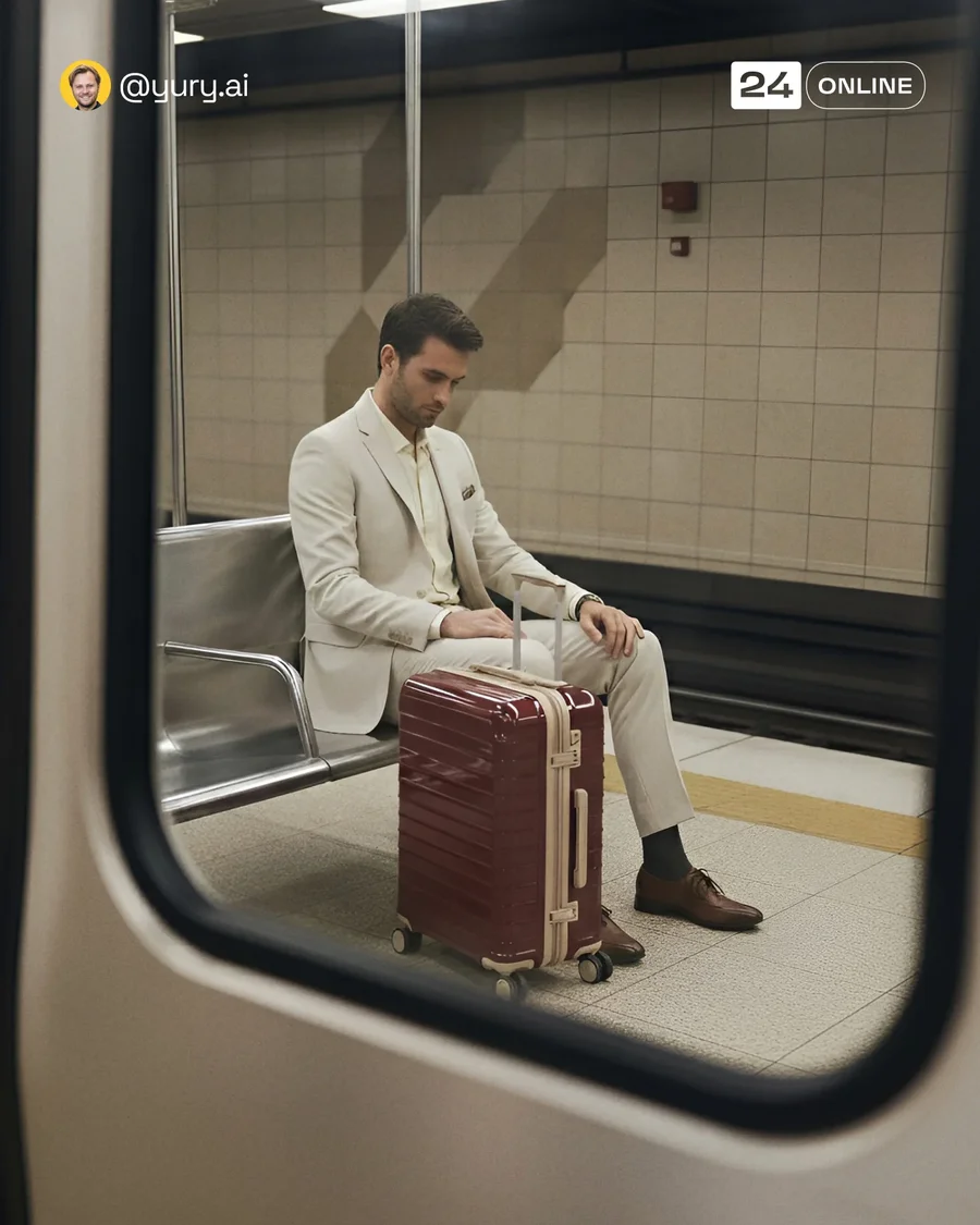 Editorial luxury luggage photography with deep bordeaux hard-shell suitcases… — AI-generated example 3 of 6