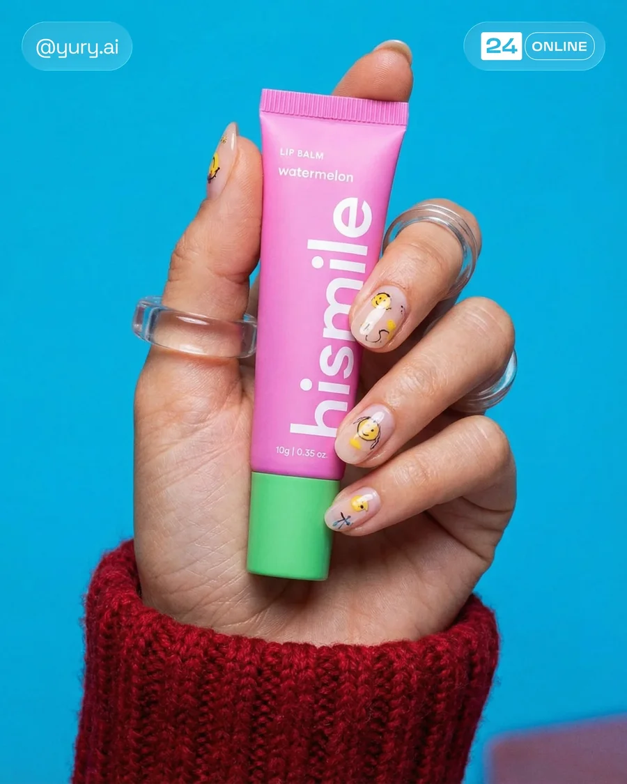 Bold hyper-real lip balm photography with vivid colors, watermelon styling, and… — AI-generated example 6 of 6