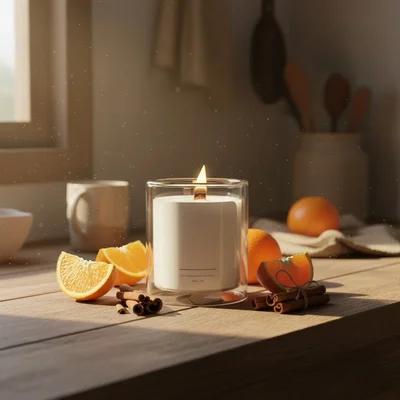 Premium minimalist candle photography in cozy lifestyle and spa-inspired settings