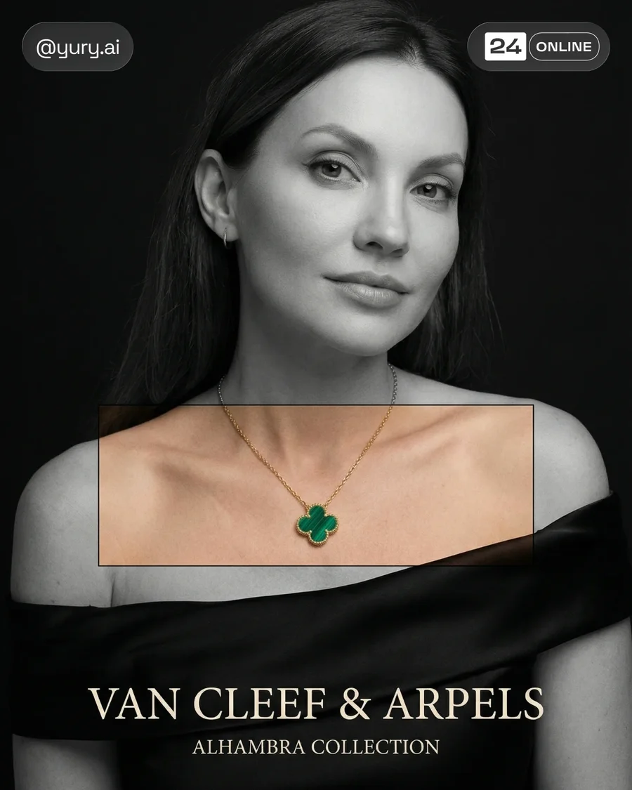 Luxury editorial jewelry portraits with selective color frames highlighting… — AI-generated example 4 of 4