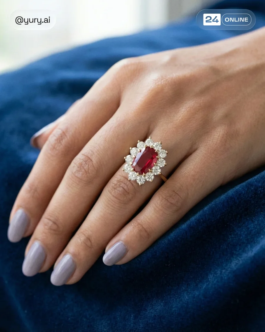 Vintage-inspired luxury jewelry photography with deep blue velvet and elegant… — AI-generated example 2 of 3