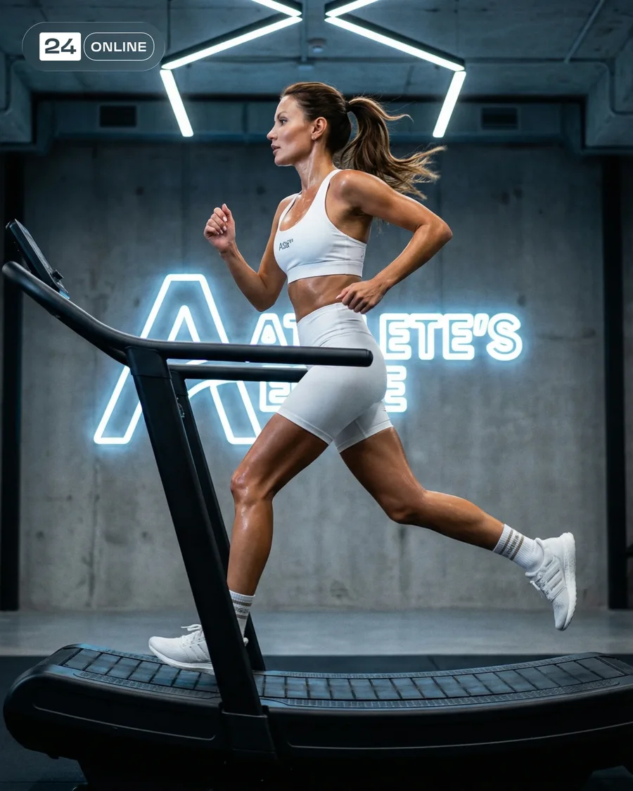 Commercial athletic womenswear in dynamic sports and studio lifestyle… — AI-generated example 3 of 5