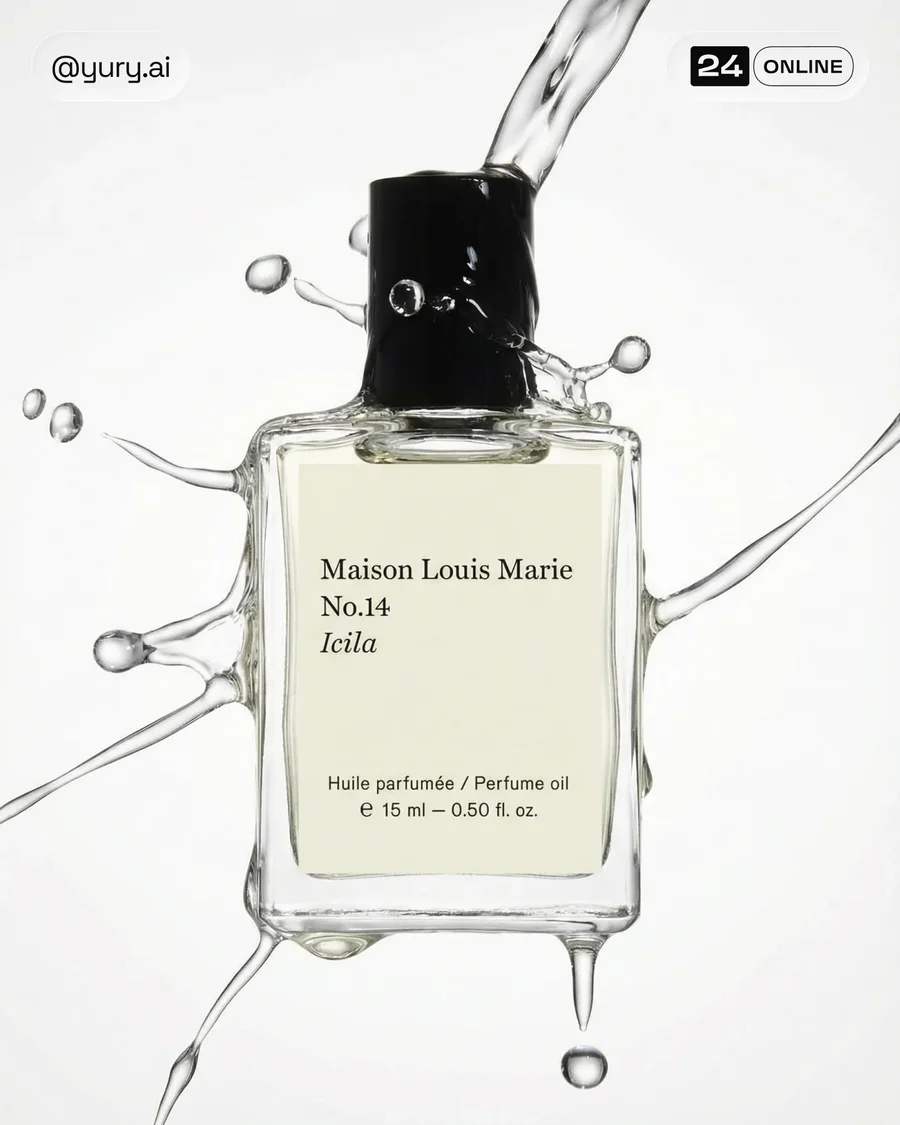 Luxury fragrance bottle in minimalist studio with dramatic lighting and… — AI-generated example 2 of 2