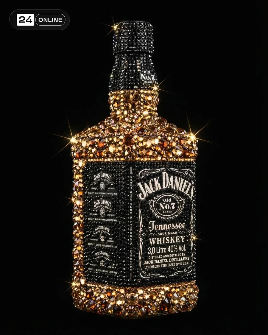 Rhinestone-covered accessory in luxury glam style on dark high-contrast studio… — AI-generated example 2 of 4