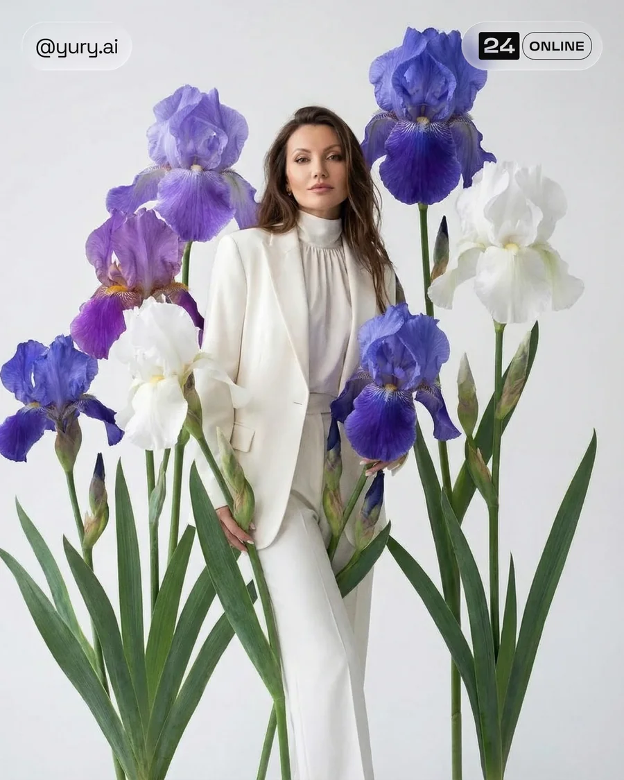 High-fashion studio portraits of women in elegant spring outfits with oversized… — AI-generated example 2 of 4