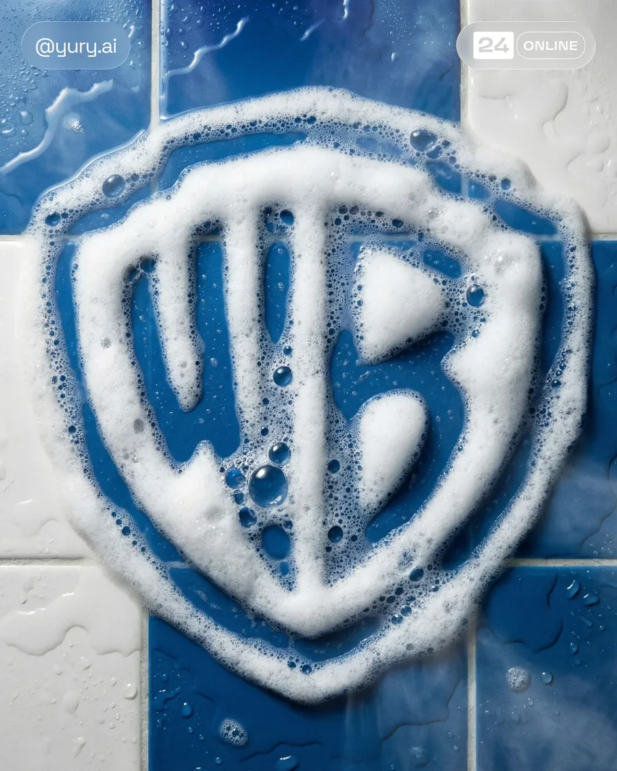 Top-down macro soap foam logo on glossy bathroom tiles with bright clean styling — AI-generated example 2 of 4