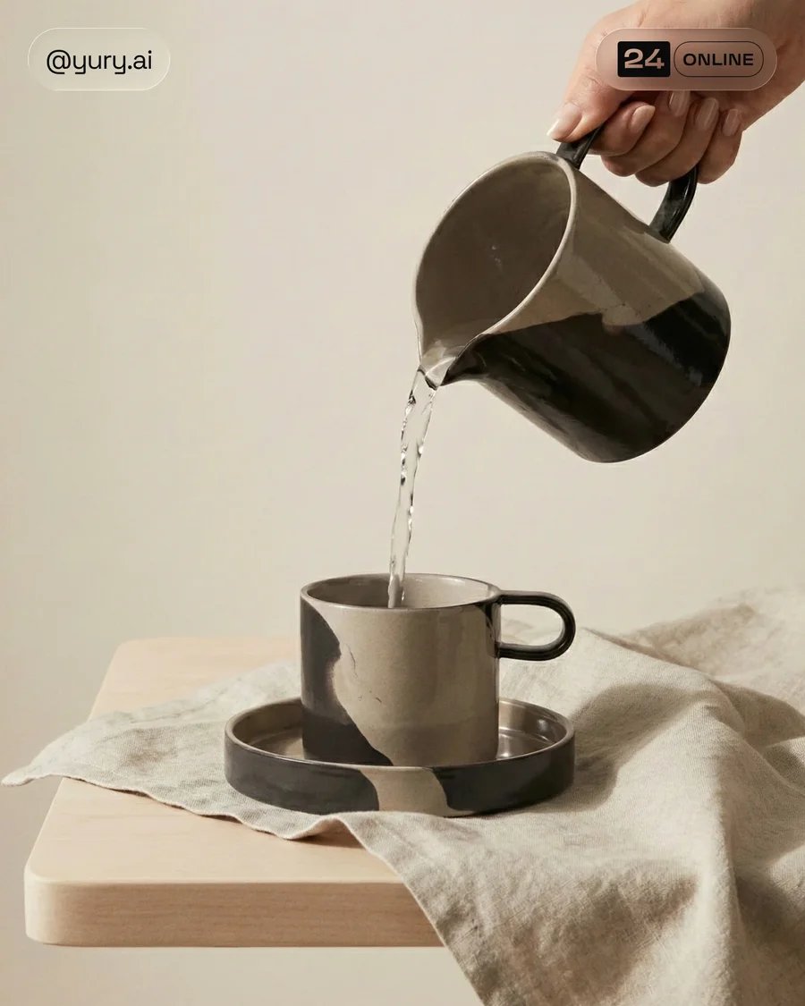 Minimal Japandi editorial ceramics, refined cups and tea ware in soft natural… — AI-generated example 2 of 5