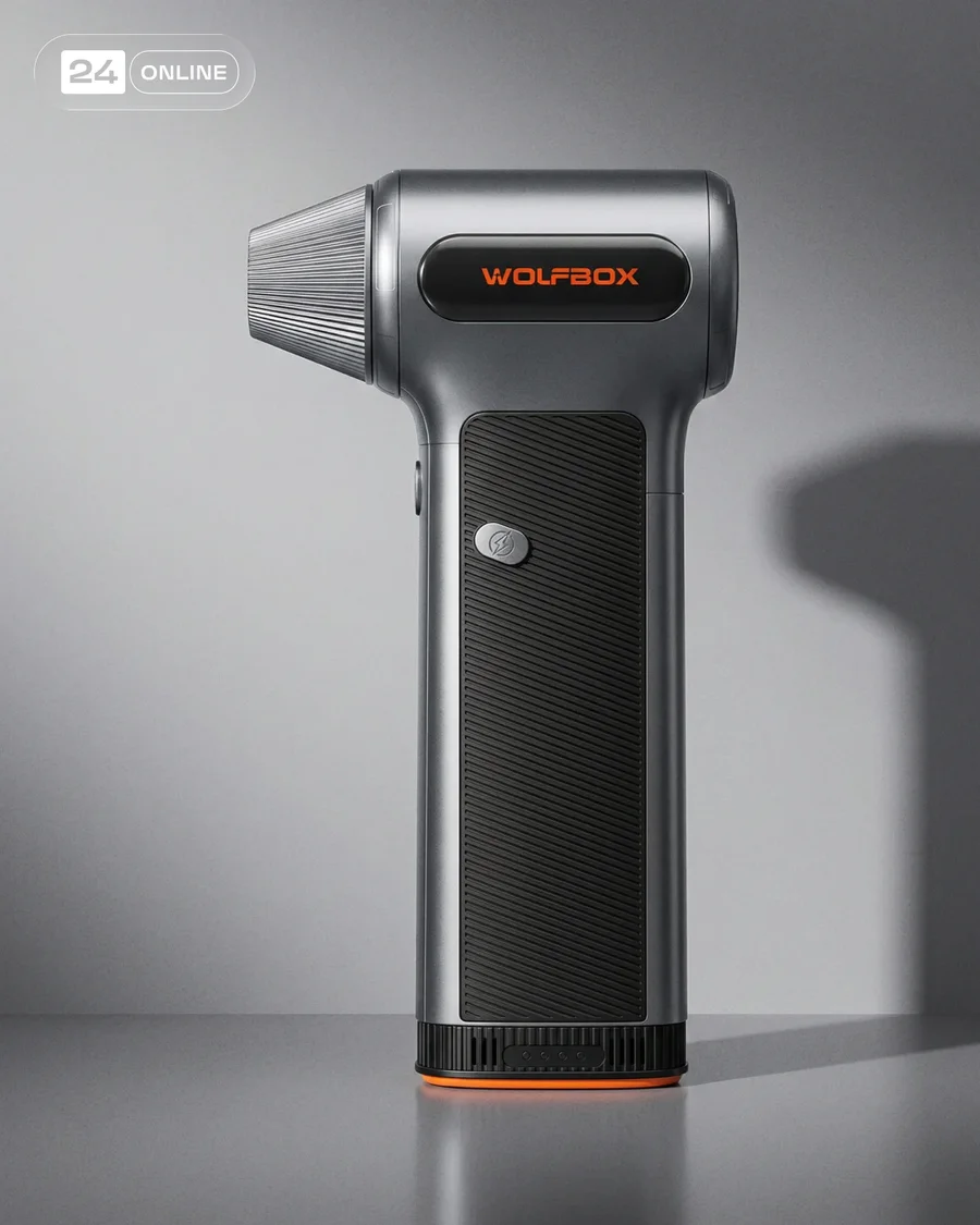 Industrial studio and macro photography of a handheld electric air blower tool. — AI-generated example 5 of 6