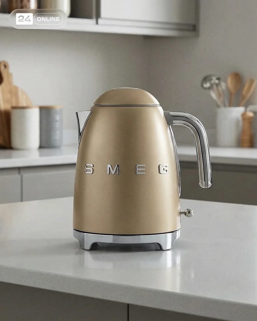 Minimalist luxury kitchen photography featuring a beige electric kettle in… — AI-generated example 3 of 3