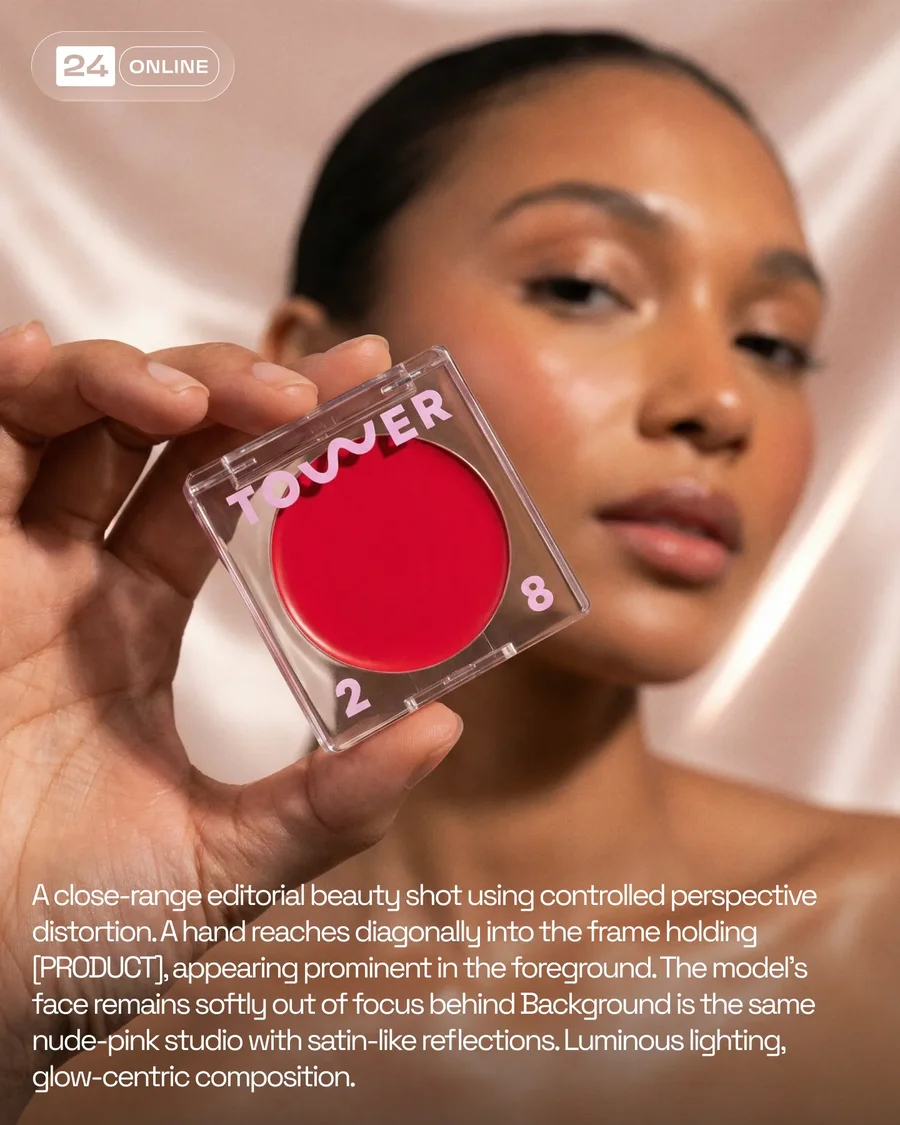 Luxury pink studio beauty editorial featuring blush and stick makeup products. — AI-generated example 5 of 5