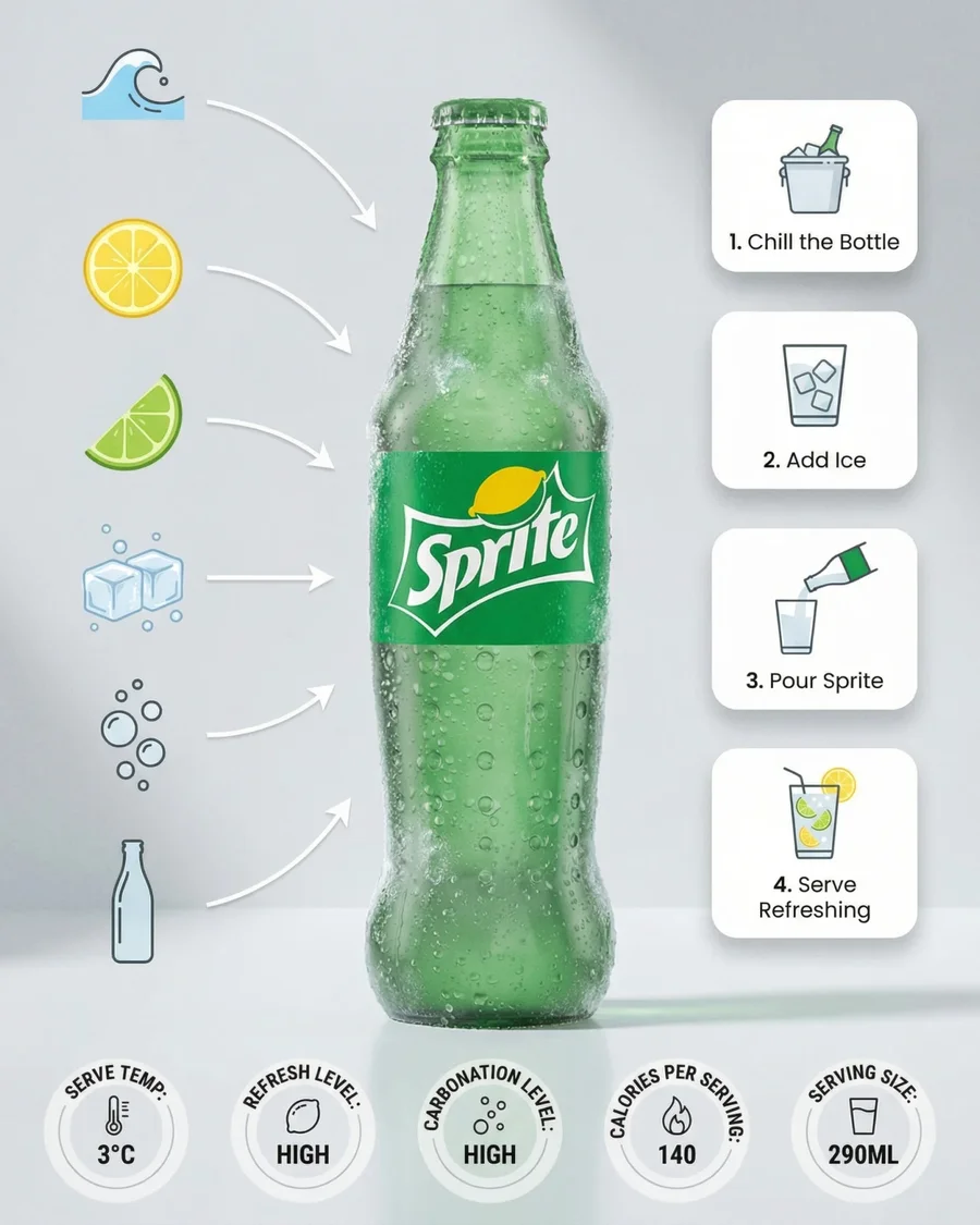 Clean modern soda bottle infographic with chilled photorealistic soft drink… — AI-generated example 3 of 3