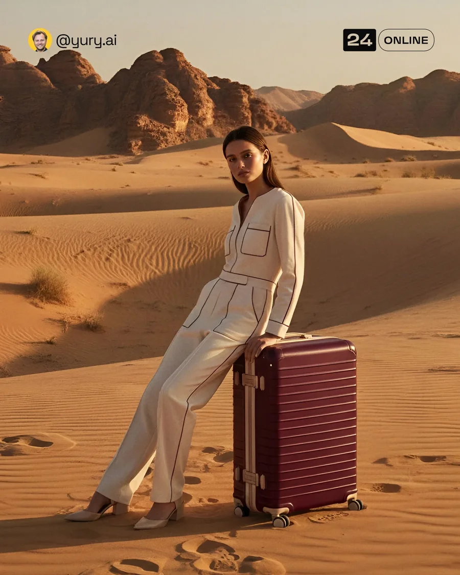 Editorial luxury luggage photography with deep bordeaux hard-shell suitcases… — AI-generated example 5 of 6