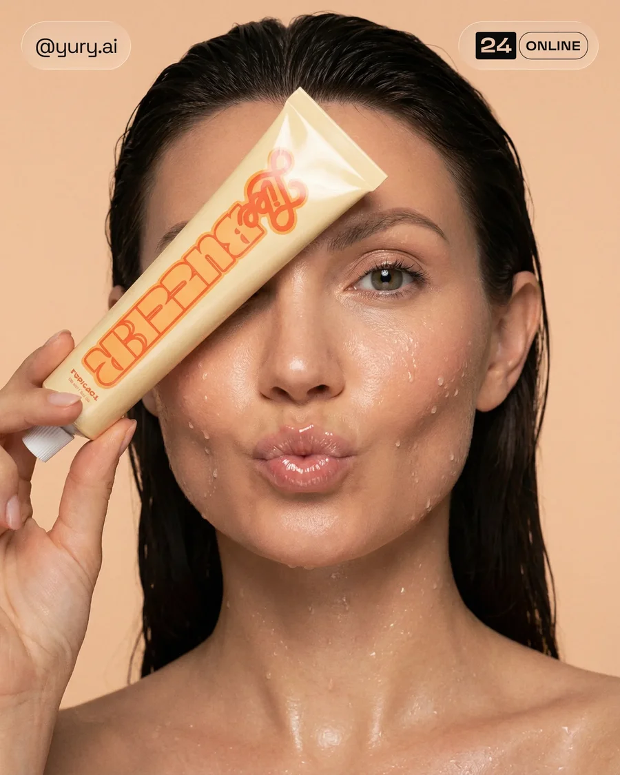 Playful summer skincare photography with dewy portraits, cream textures, and… — AI-generated example 3 of 6