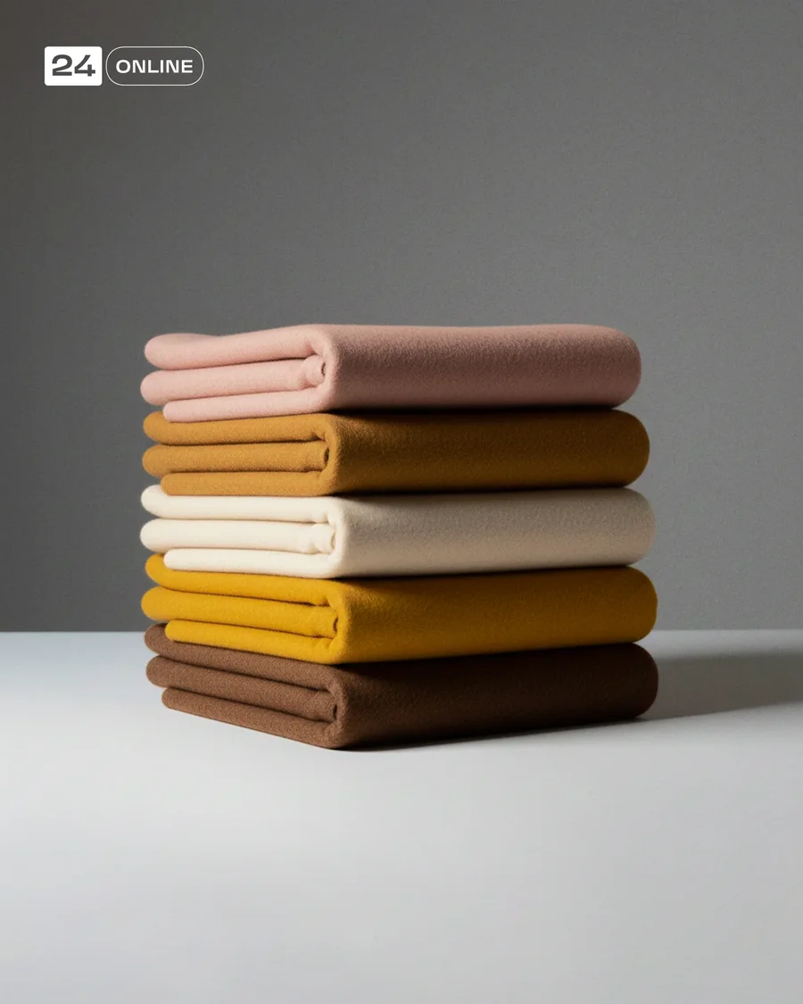 Minimalist editorial wool scarves styled as luxurious winter fashion… — AI-generated example 1 of 5