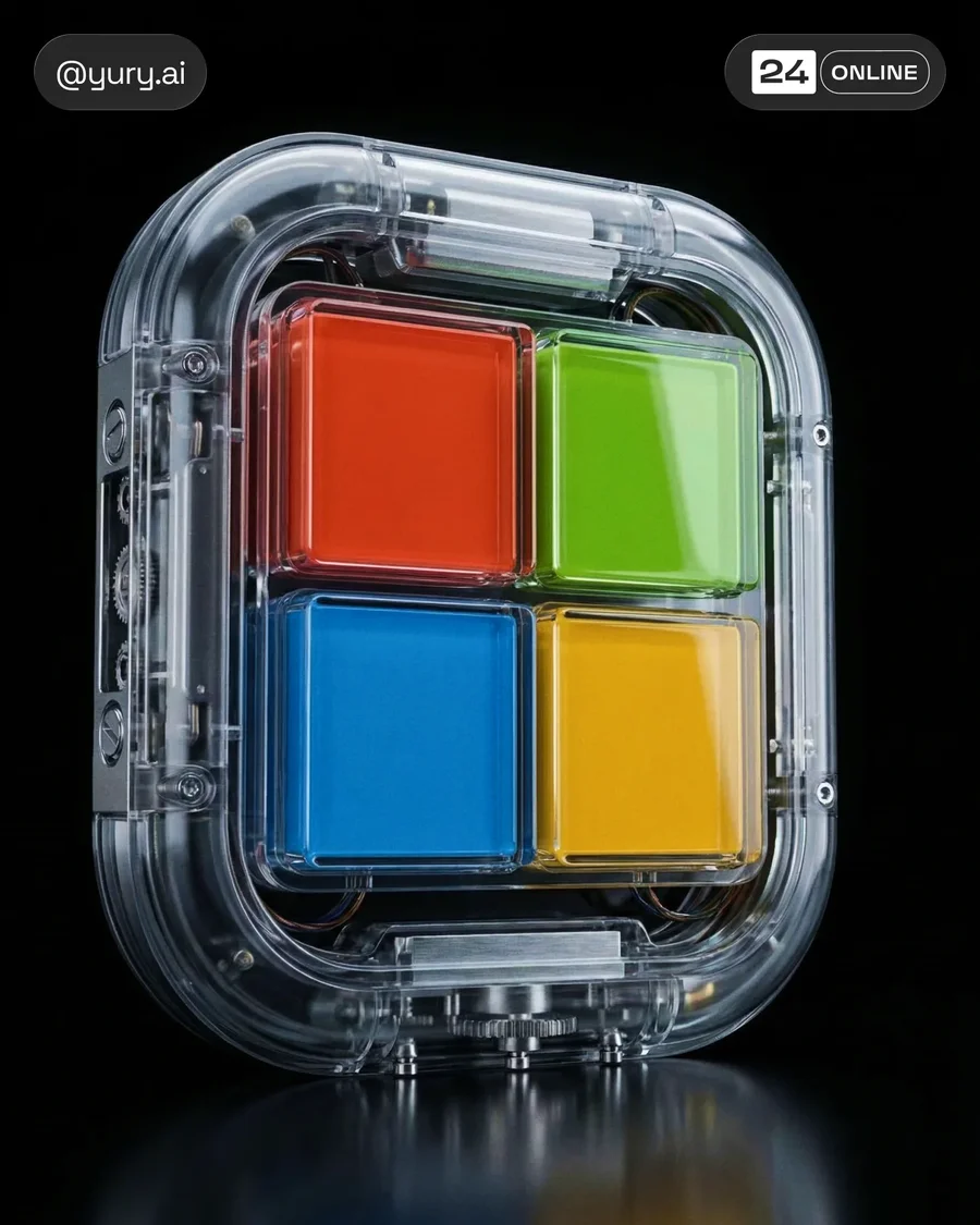 Futuristic transparent logo device with neon circuitry, gears, and premium… — AI-generated example 1 of 5