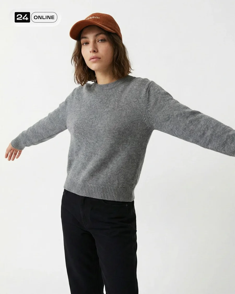 Minimal editorial studio photos of a casual embroidered cap on model and… — AI-generated example 4 of 5