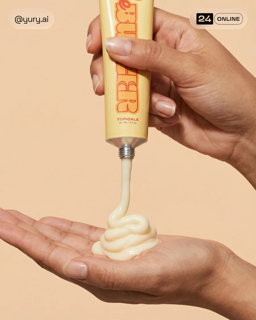 Playful summer skincare photography with dewy portraits, cream textures, and… — AI-generated example 4 of 6