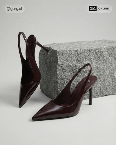Minimal luxury shoe still life with soft natural light and elegant textures