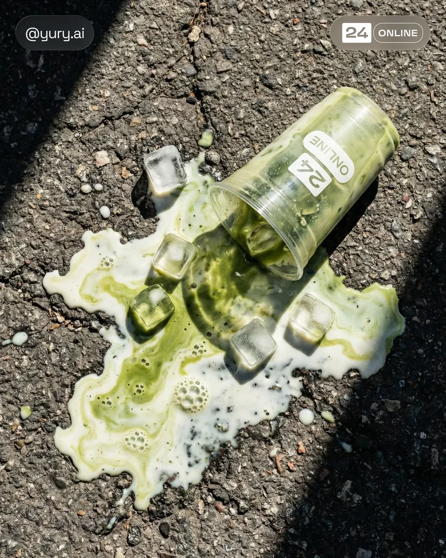 Editorial iced matcha latte photography with cinematic lighting, rich textures… — AI-generated example 1 of 4