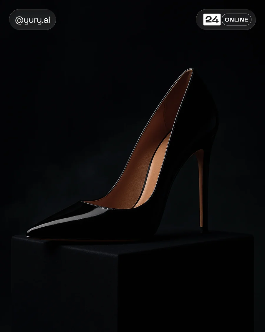 Luxury stiletto heels in cinematic editorial lighting with couture, moody… — AI-generated example 3 of 4
