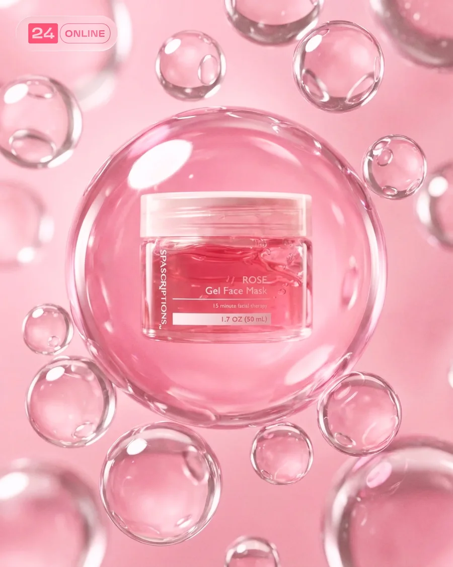 Glossy pink skincare gels with watermelon accents in fresh macro beauty… — AI-generated example 4 of 5