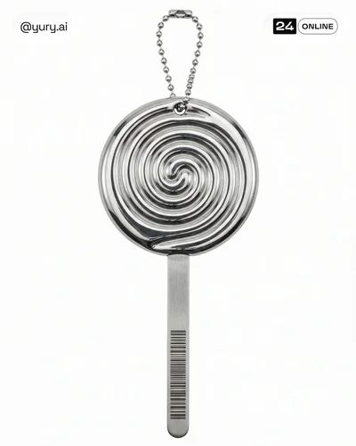 Minimal polished stainless steel keychain charms shaped like botanical, animal, and food forms.
