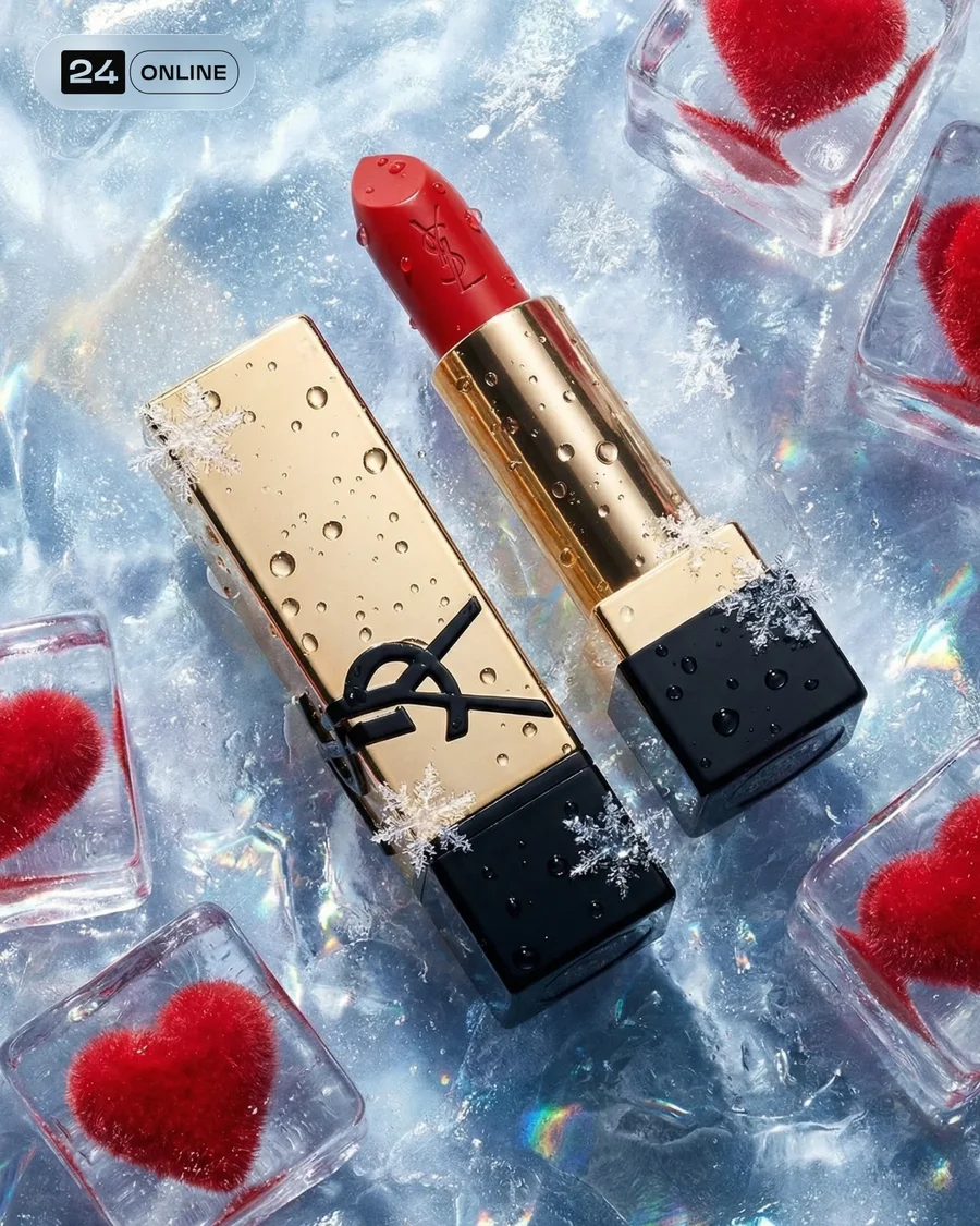 Romantic surreal product photography with hearts, envelopes, and glossy… — AI-generated example 4 of 5