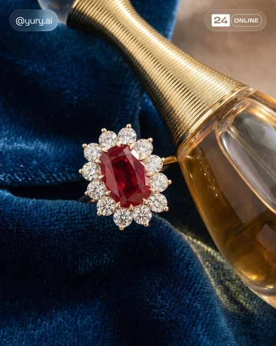 Vintage-inspired luxury jewelry photography with deep blue velvet and elegant editorial styling