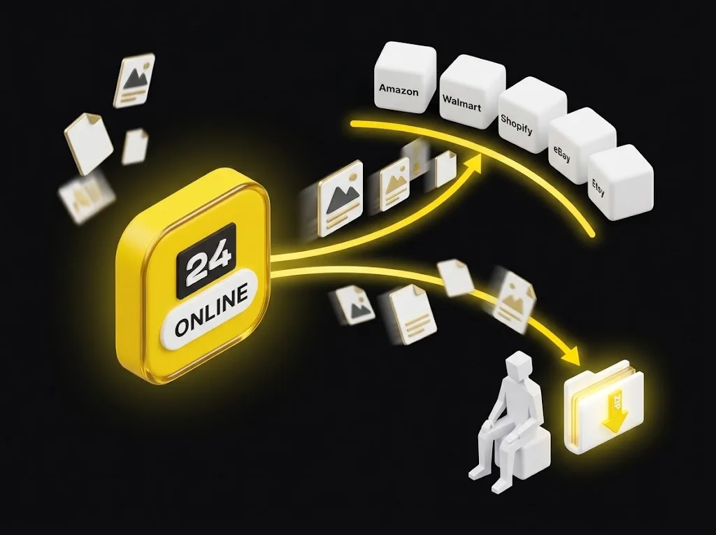 Success screen showing optimized images published to Amazon and a download ZIP option