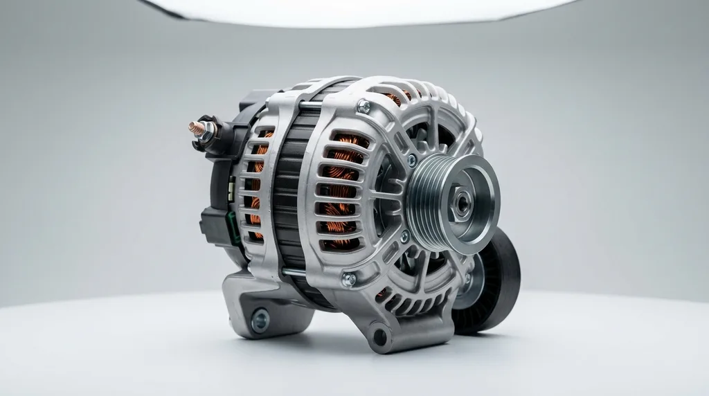AI product photo editor showing auto part with studio background applied