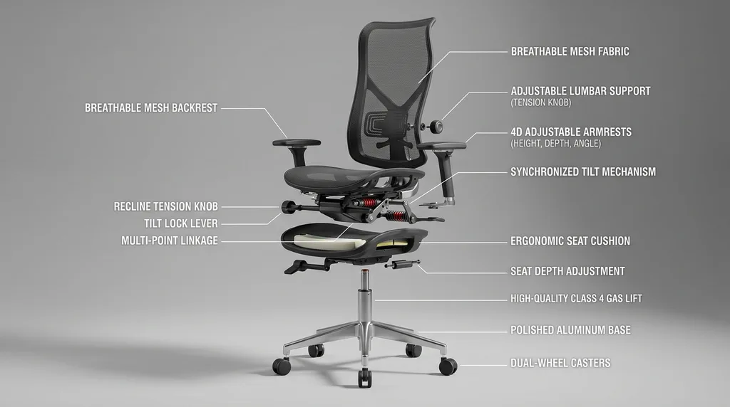Furniture infographic showing dimensions materials and assembly