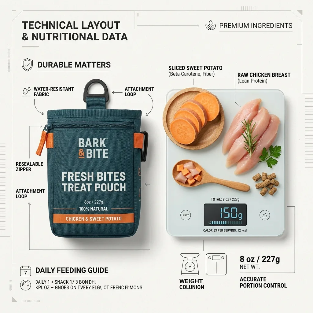 Infographic product image with metric weight callouts, Amazon Pet Supplies, German locale