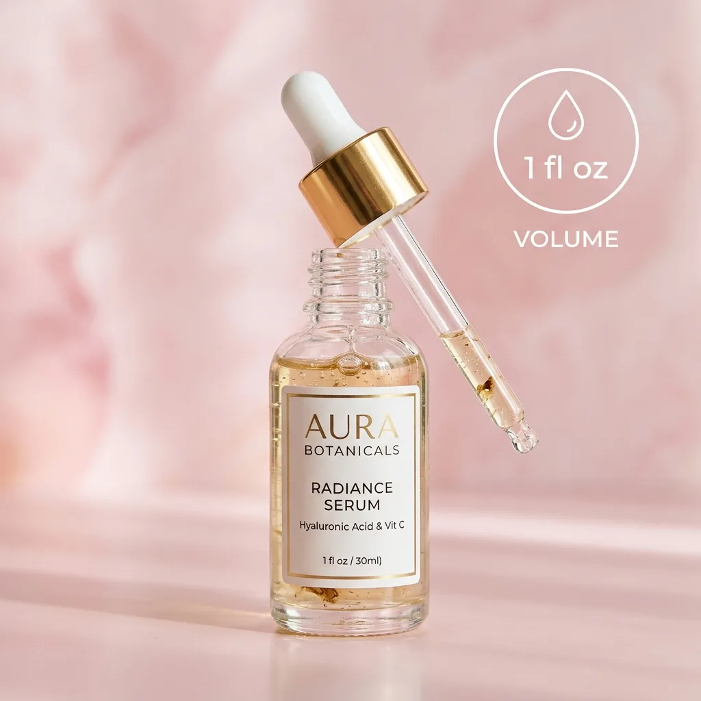 Skincare serum infographic with US measurements