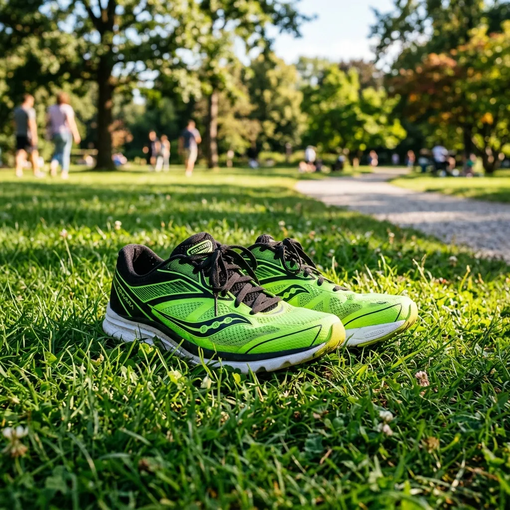 Running shoes on grass lifestyle shot