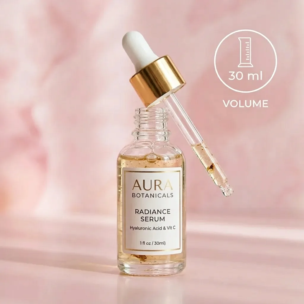 Skincare serum infographic localized for UK market with metric units