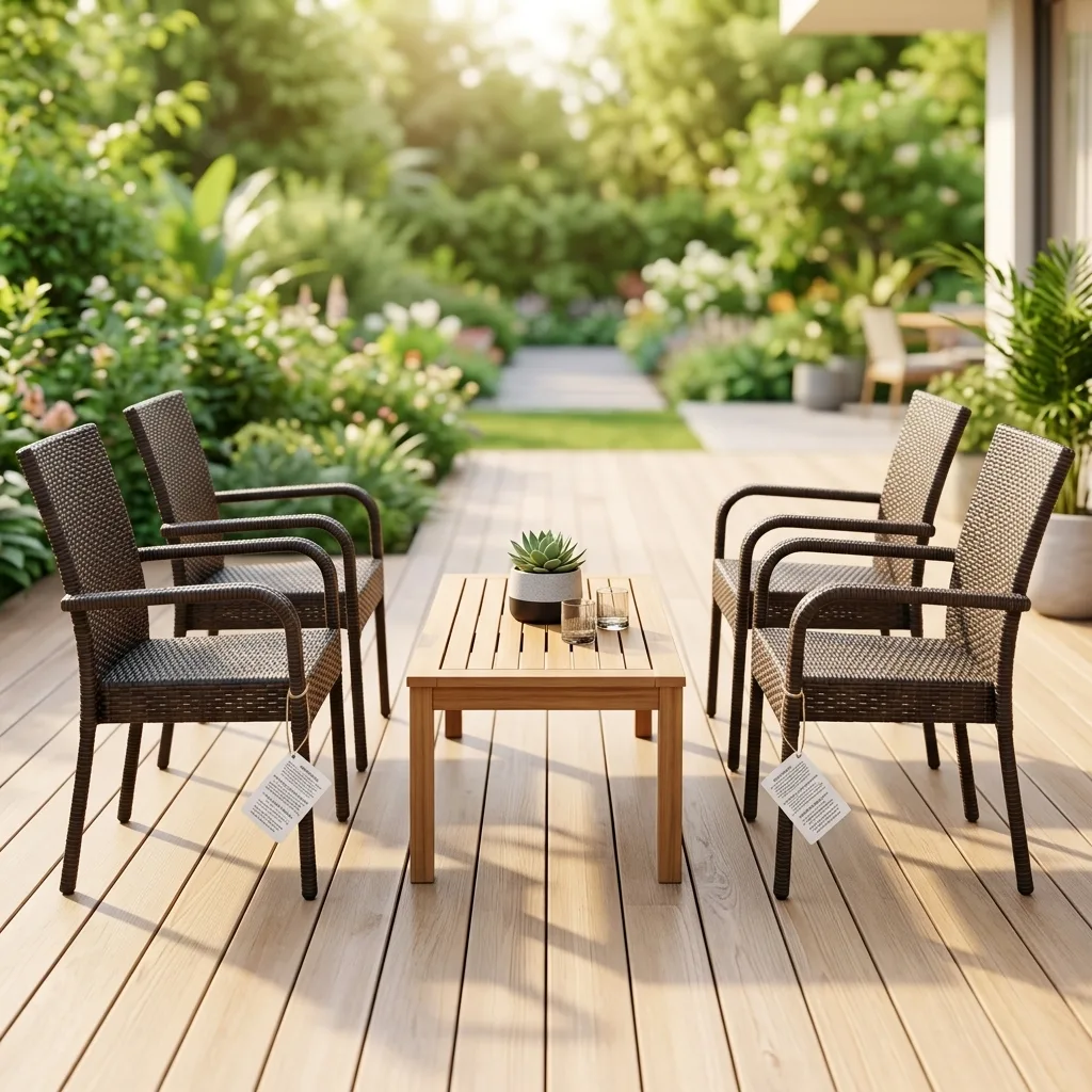 Rattan patio chair set product listing after AI agent optimization
