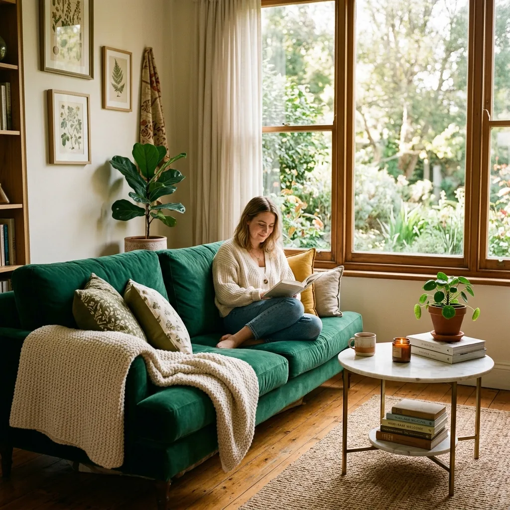 Lifestyle context image of furniture placed in a styled living room setting