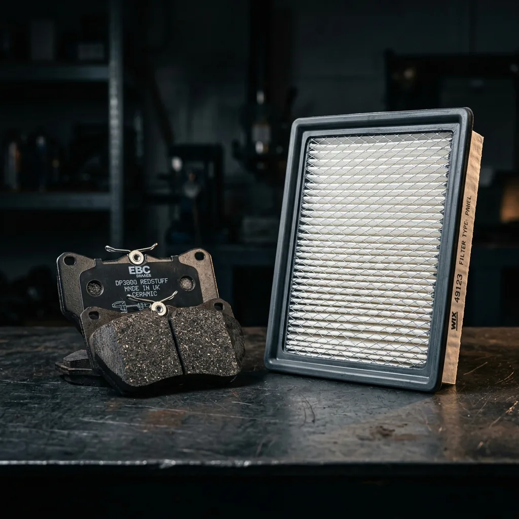 Brake pads, filters, and belts for vehicle replacement