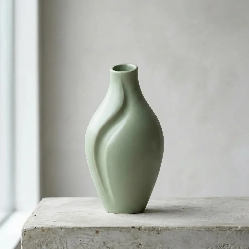 Ceramic vase in sage green glaze