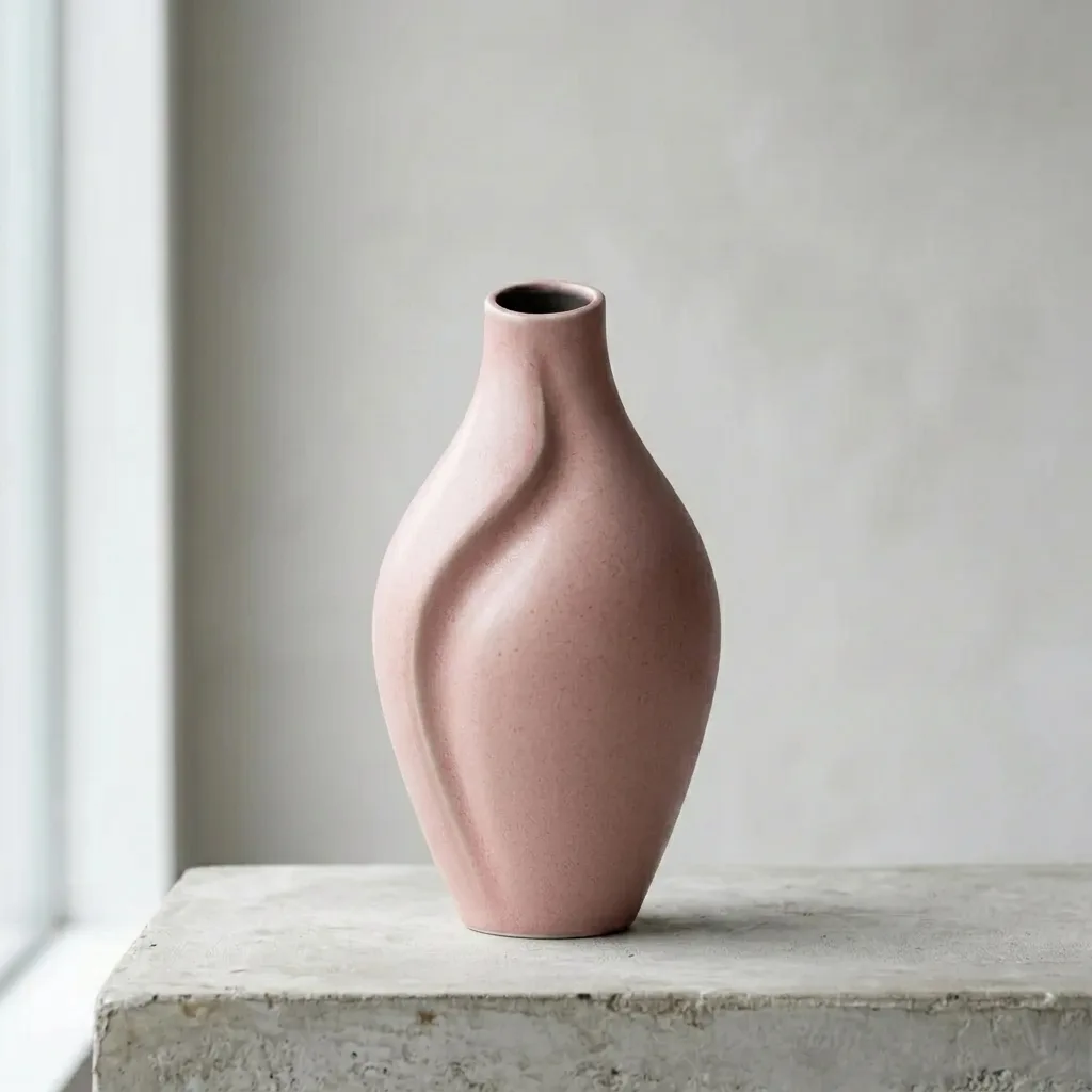 Ceramic vase in dusty pink glaze