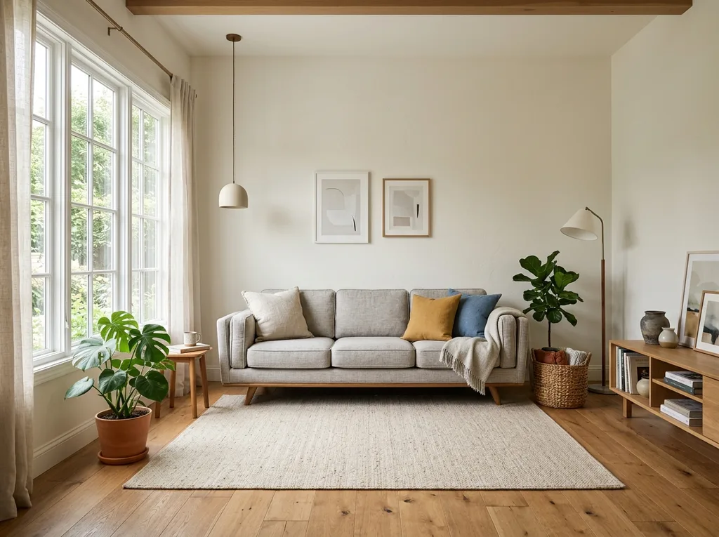 Sofa lifestyle shot in a 12 by 14 foot living room
