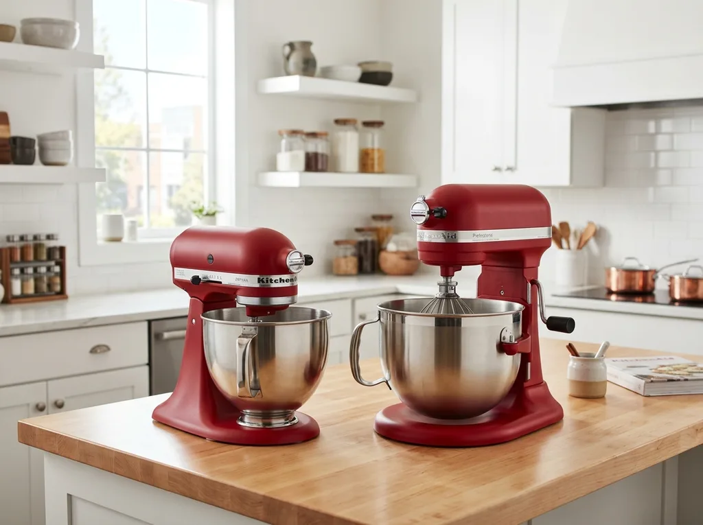 Side-by-side comparison of 5.5 Qt and 7 Qt mixer models